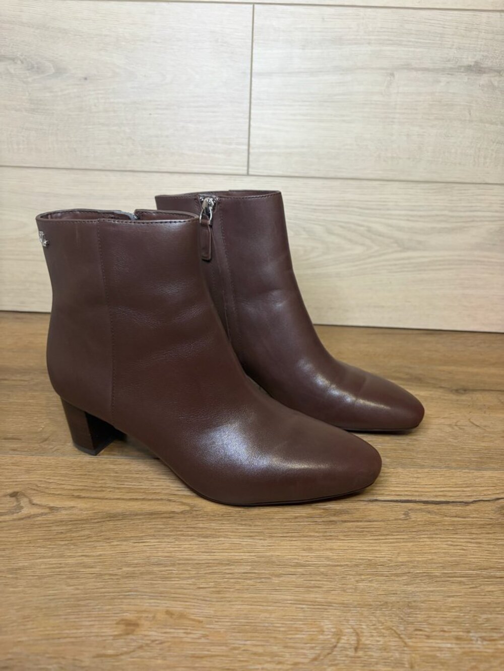 Lauren Ralph Lauren Demi Burnished Booties Brown Women's 7B